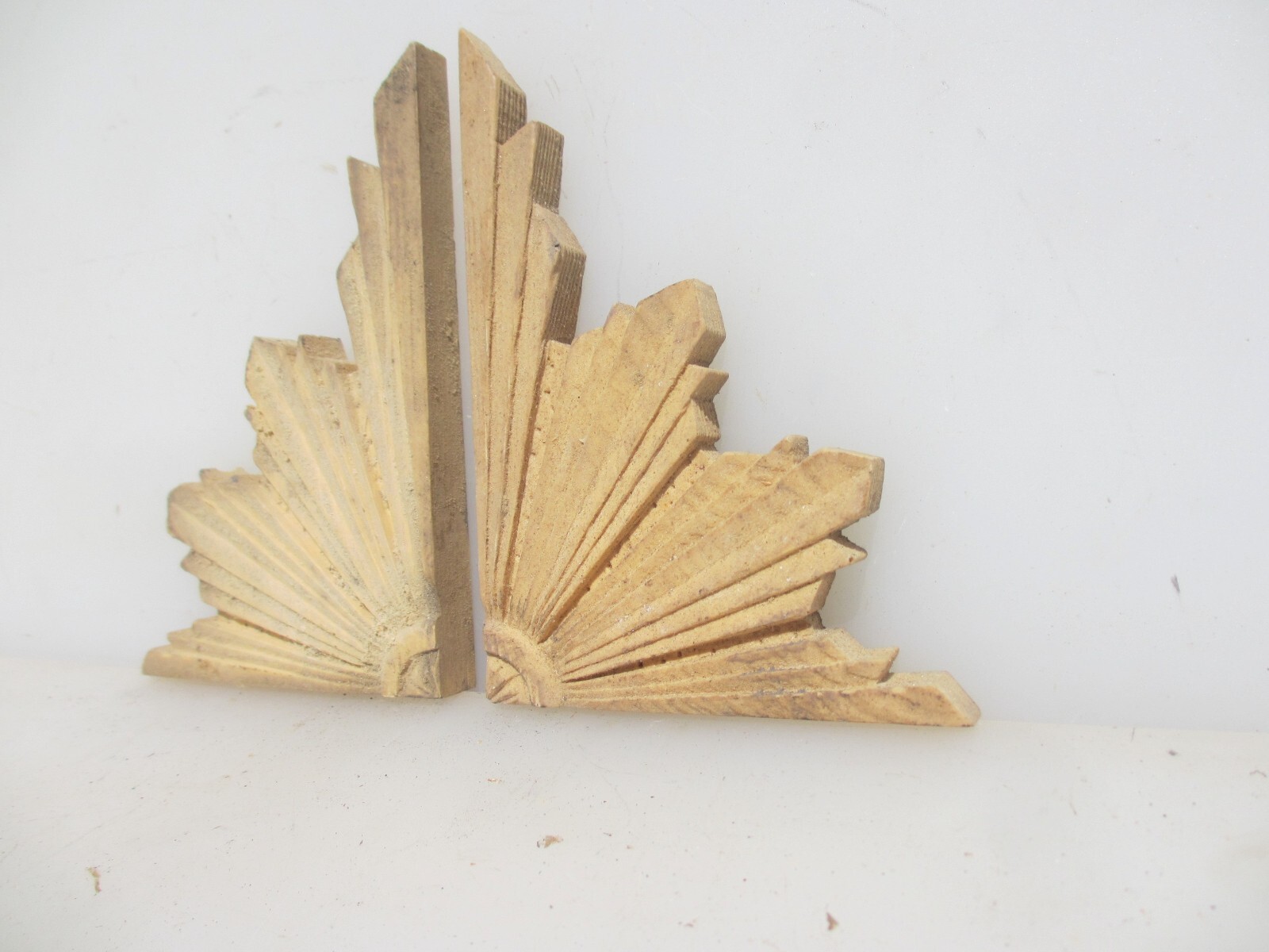 Carved Wooden Furniture Decorative Mounts Art Deco Star Sun FAUX Wood – £10each