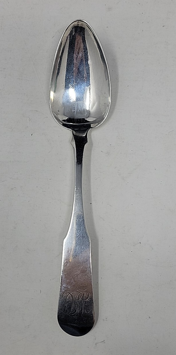 Antique S Kirk Baltimore Monogrammed Coin Silver Table / Serving Spoon 8 3/4″