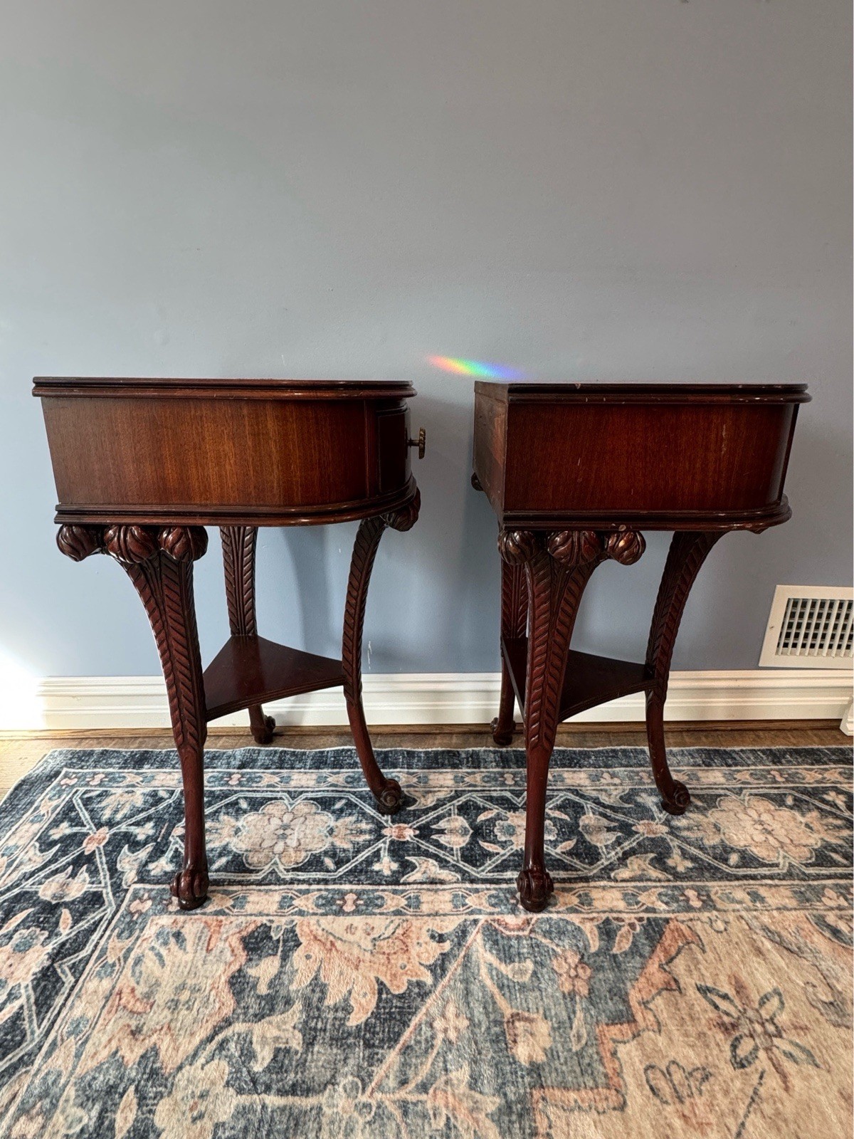 Pair Of French Carved Mahogany Side Tables