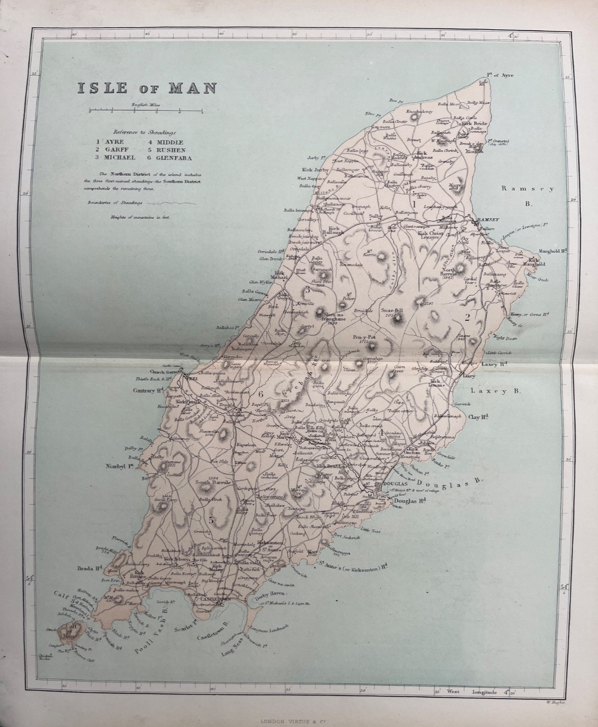 1868 Antique Map; Isle of Man – William Hughes