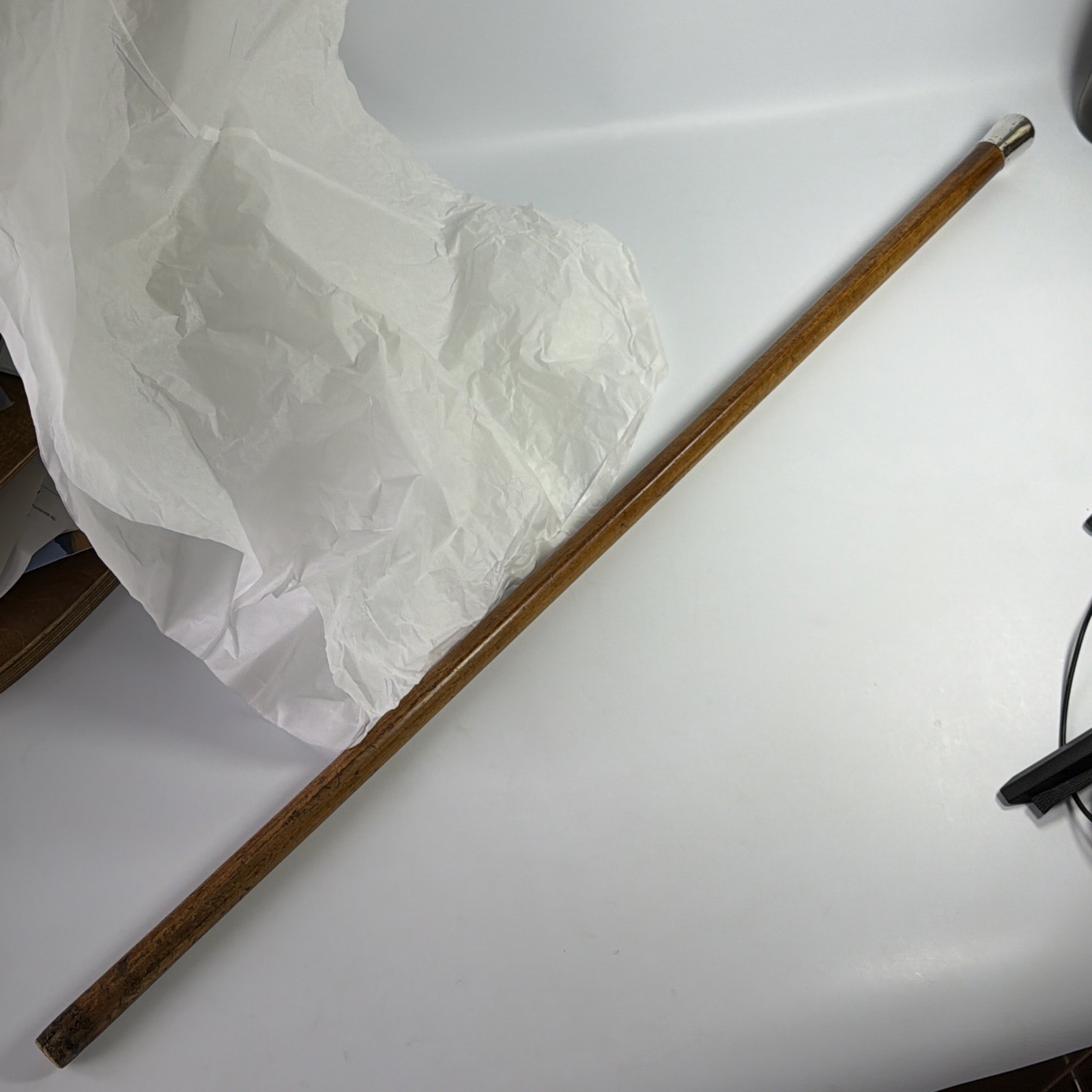 Antique Hallmarked Silver Topped Walking Stick Malacca Shaft London 1909