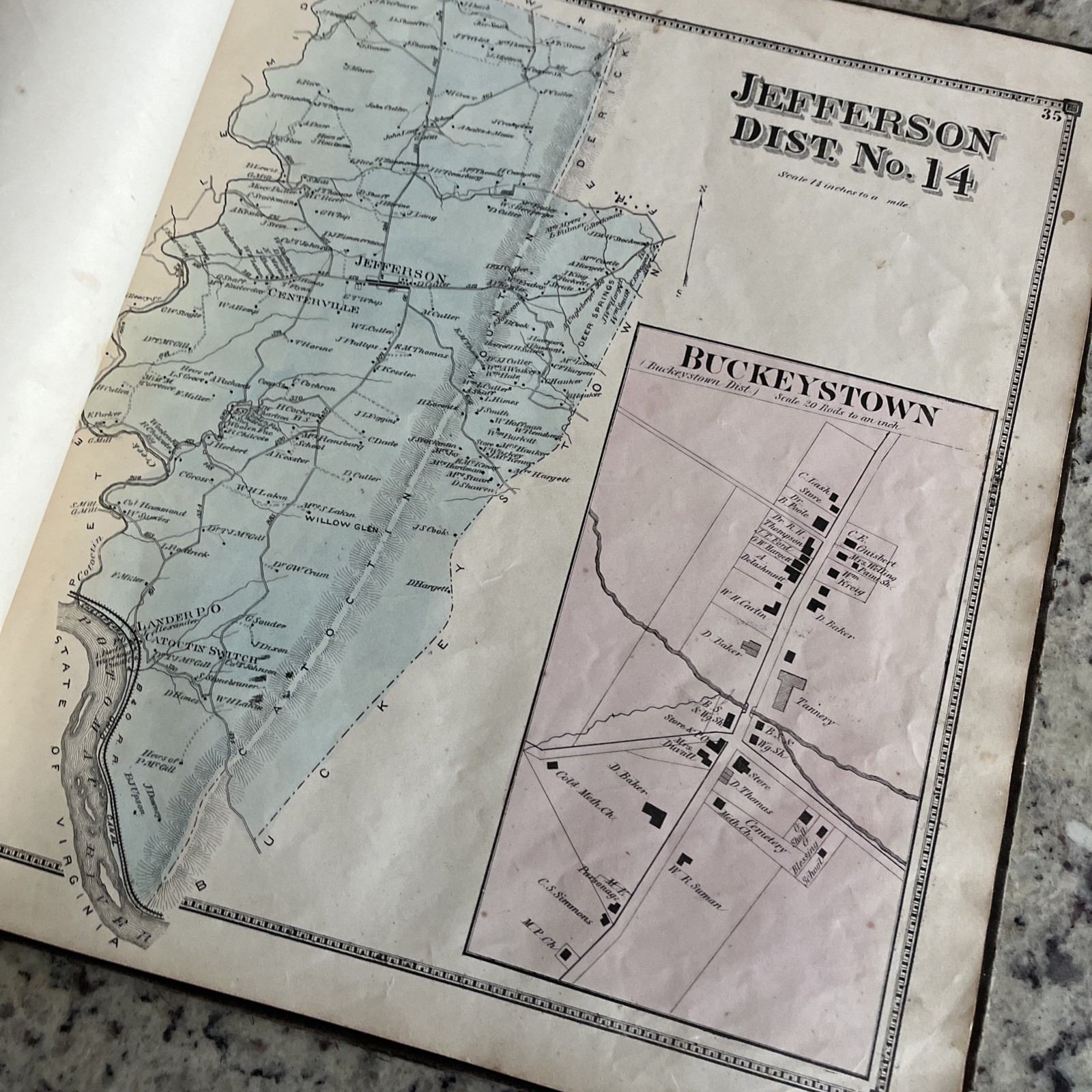 Antique Original 1873 Frederick County & City MD Atlas Survey Map Book Titus Co.