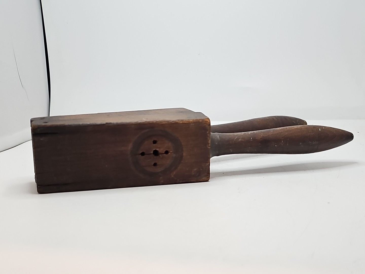 Antique Wooden Primitive Lemon Squeezer Citrus Press Walnut Wood