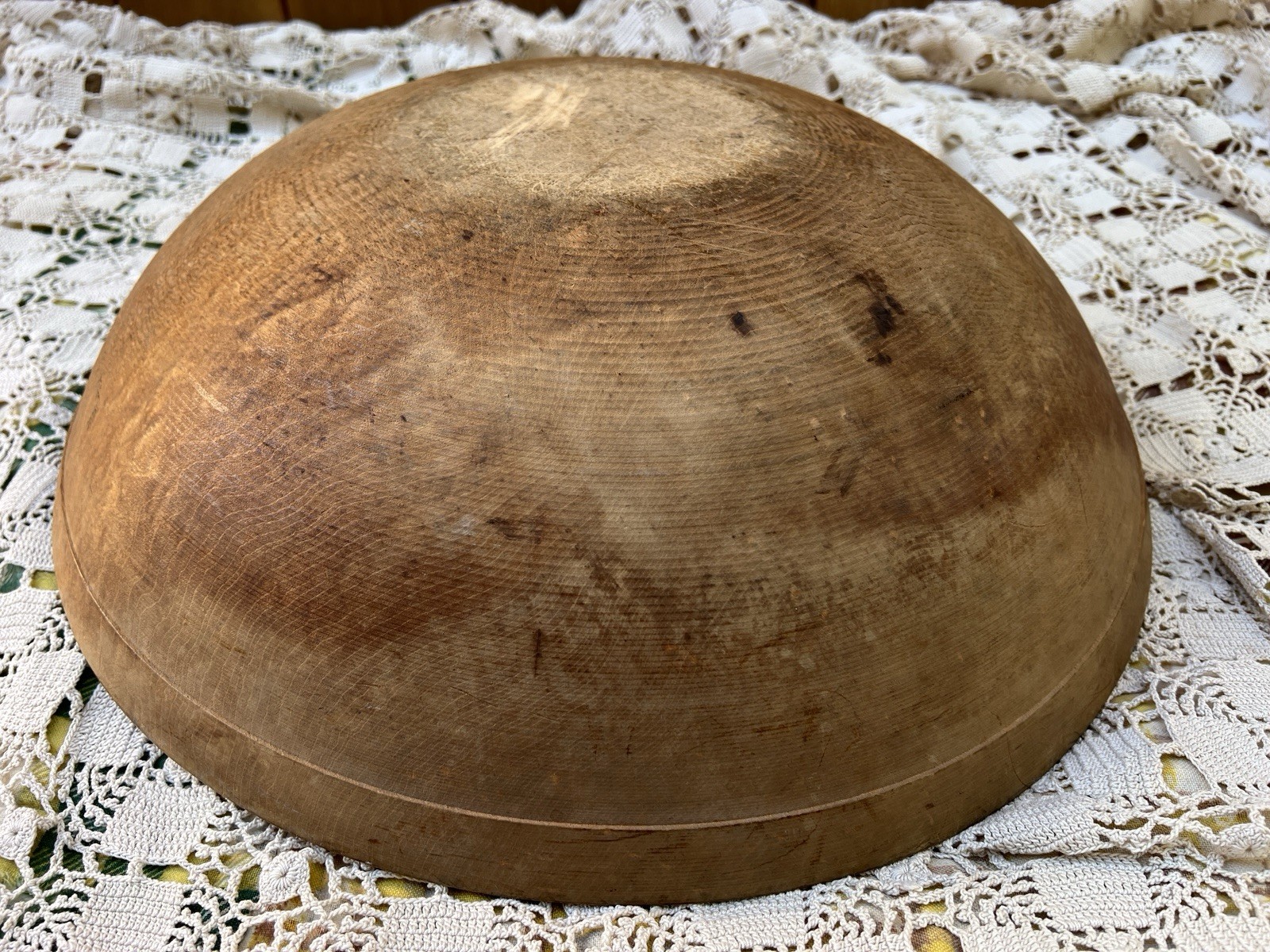 Primitive Antique Wood Dough Bowl 3/4″ Lip – 17″ Across – 5″ Tall