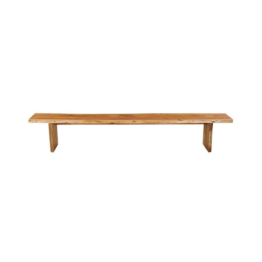 Pemberly Row Live Edge Solid Wood Rectangular Dining Bench in Brown