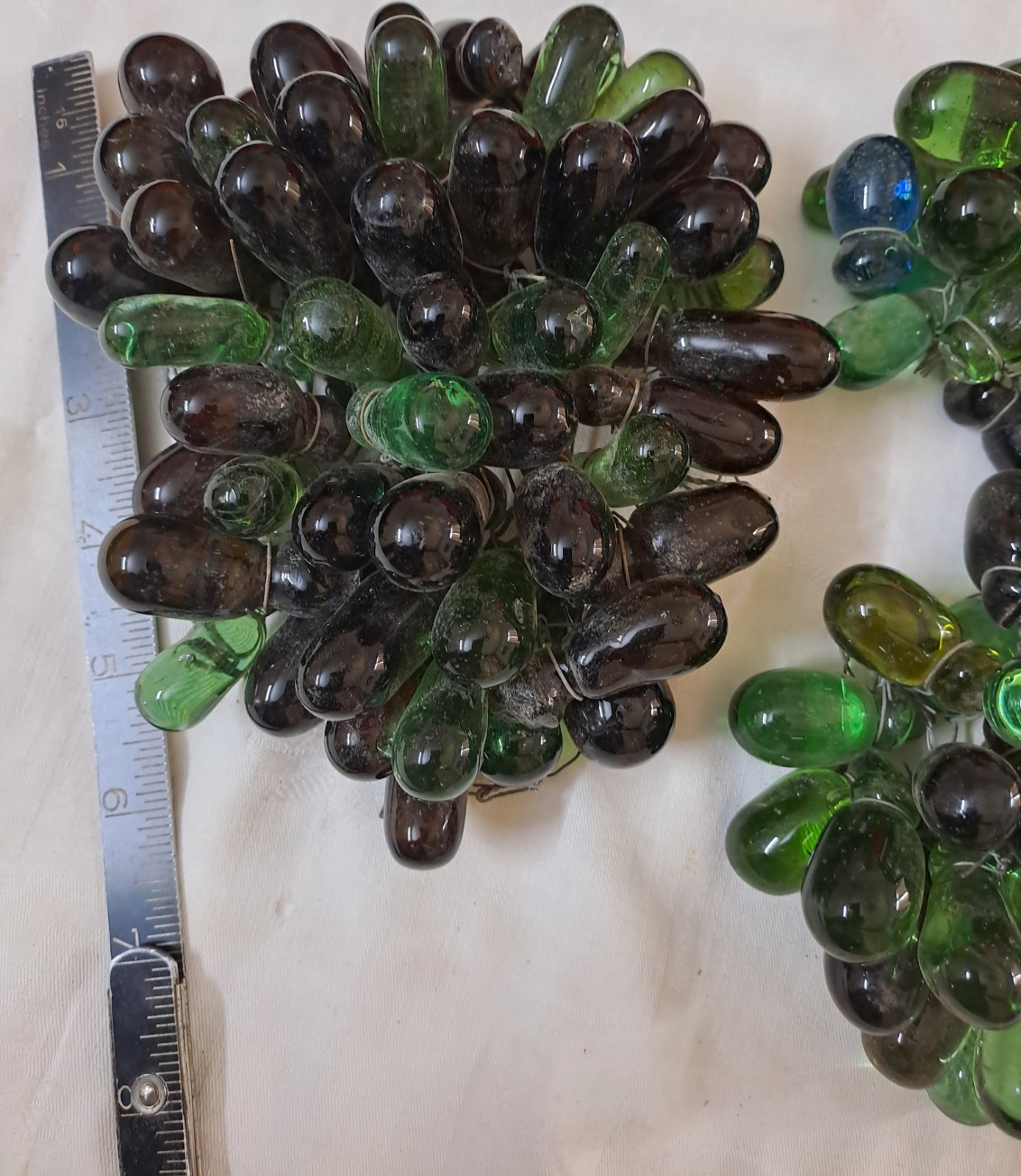 Vintage Blown Glass Grape Cluster 1.85 Kilo Chandelier Lamp Part Murano Style