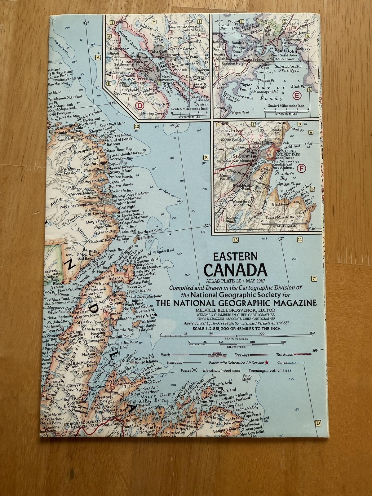 Vintage 1967 National Geographic Eastern Canada Fold Out Map Maine New York