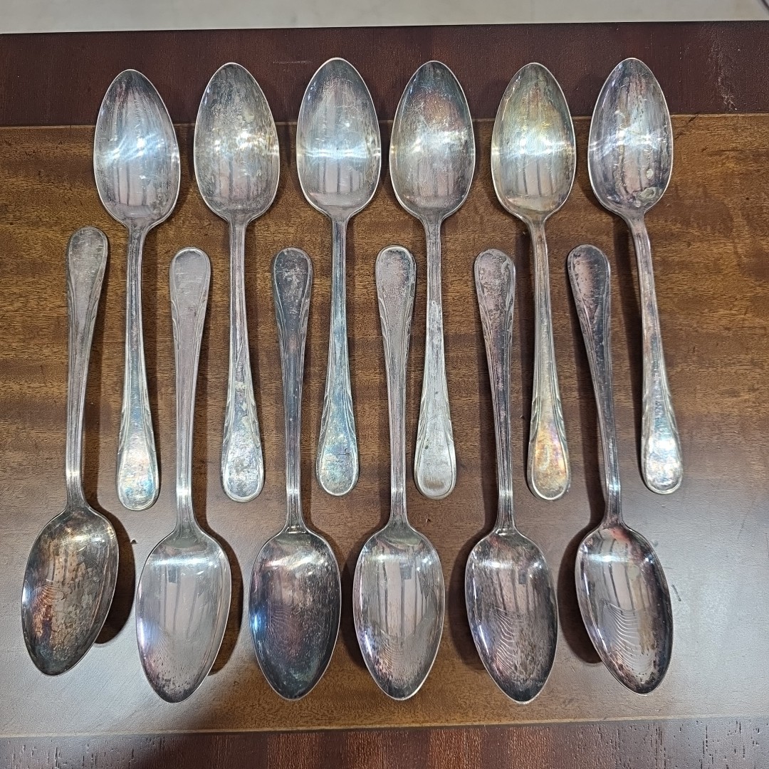 Set of 12 INTERNATIONAL SILVER R.C.CO ARGYLE PLATE Silverplate 8″ Serving Spoon