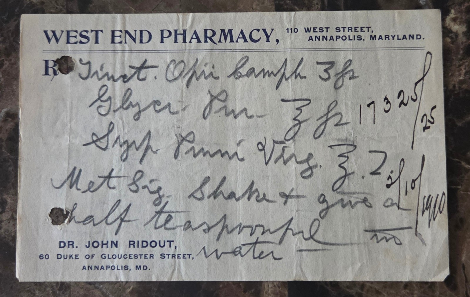 Three Antique 1910 Prescriptions – Morphine, Opium, Codeine – Annapolis Maryland