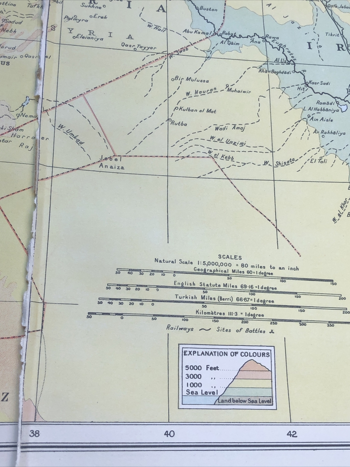 1943: Map The Near East Physical Larger Than A3 Original Vintage Print 48/49