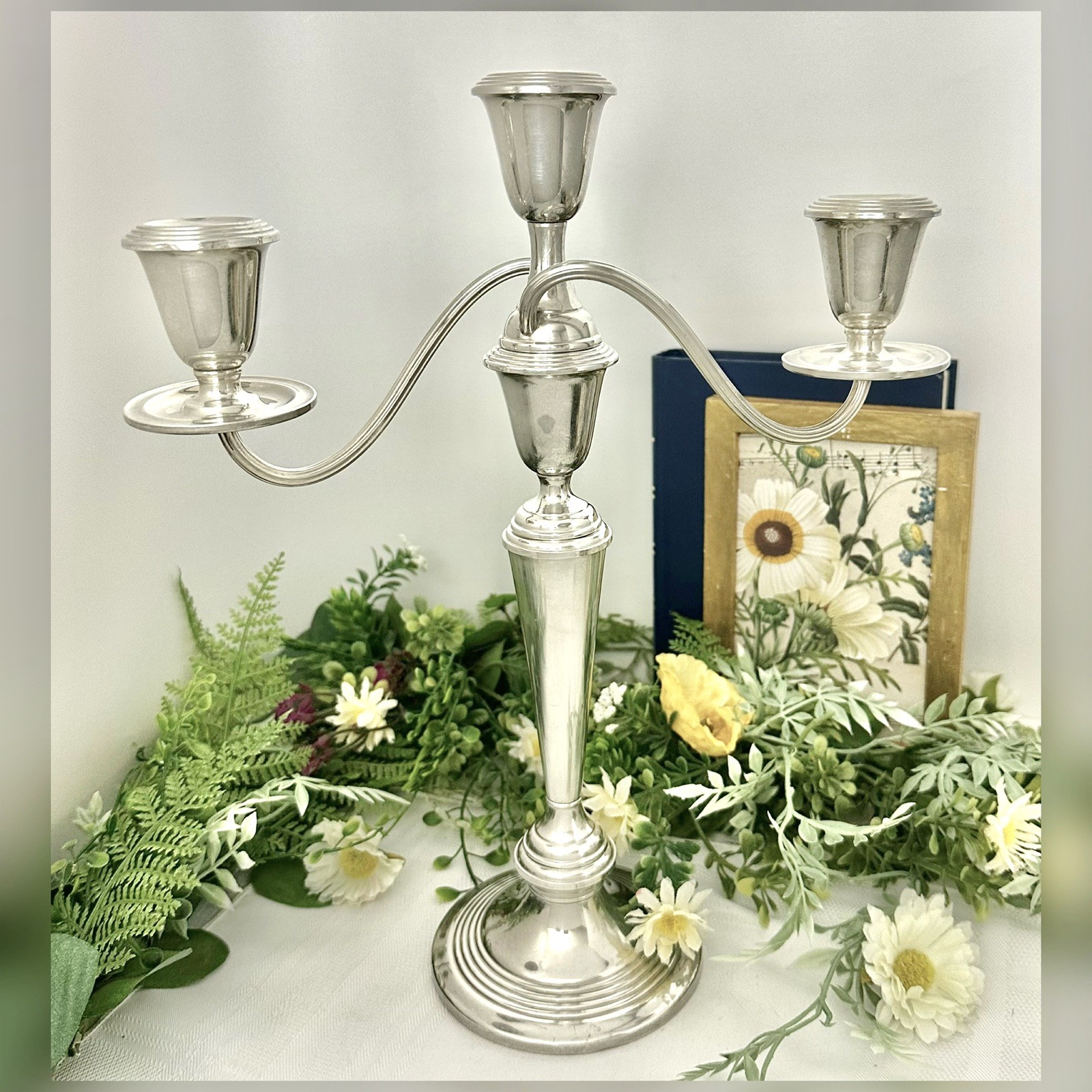 Gorham Newport Sterling Silver 3 Arm Candelabra Convertible Candle Holder
