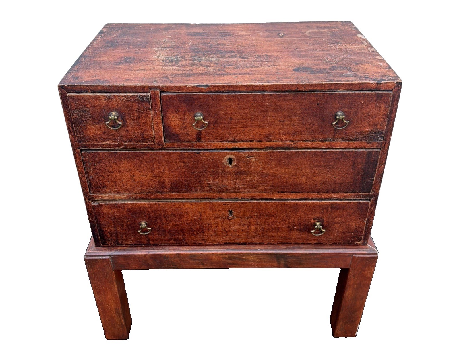 Antique Painted Miniature Chest On Stand 20 1/2” X 18 1/2” X 12”