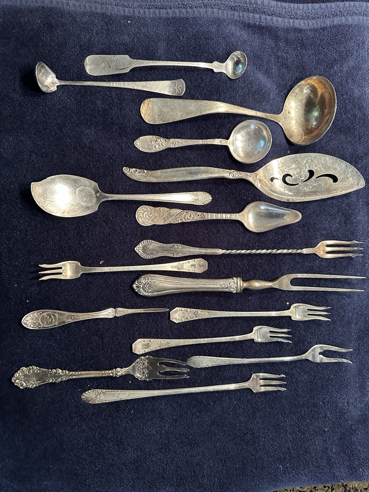 Silverplate Flatware Lot Mixed Serving Pieces Very Old 16 Pieces