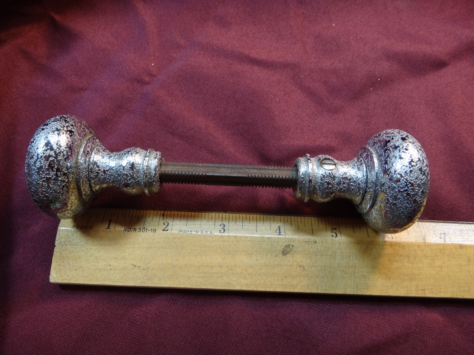 Vintage Unique Hammered Pattern Chrome Doorknob Set – Free S&H USA