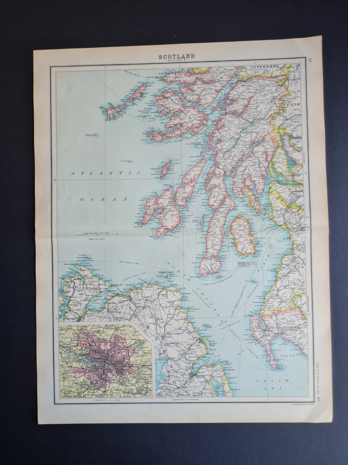 Antique (1912) map – Western Scotland – John Bartholomew