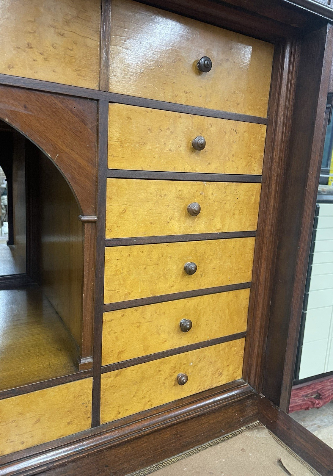 Antique 1860 Biedermeier Drop Front Secretary Abattent Desk Handmade Walnut