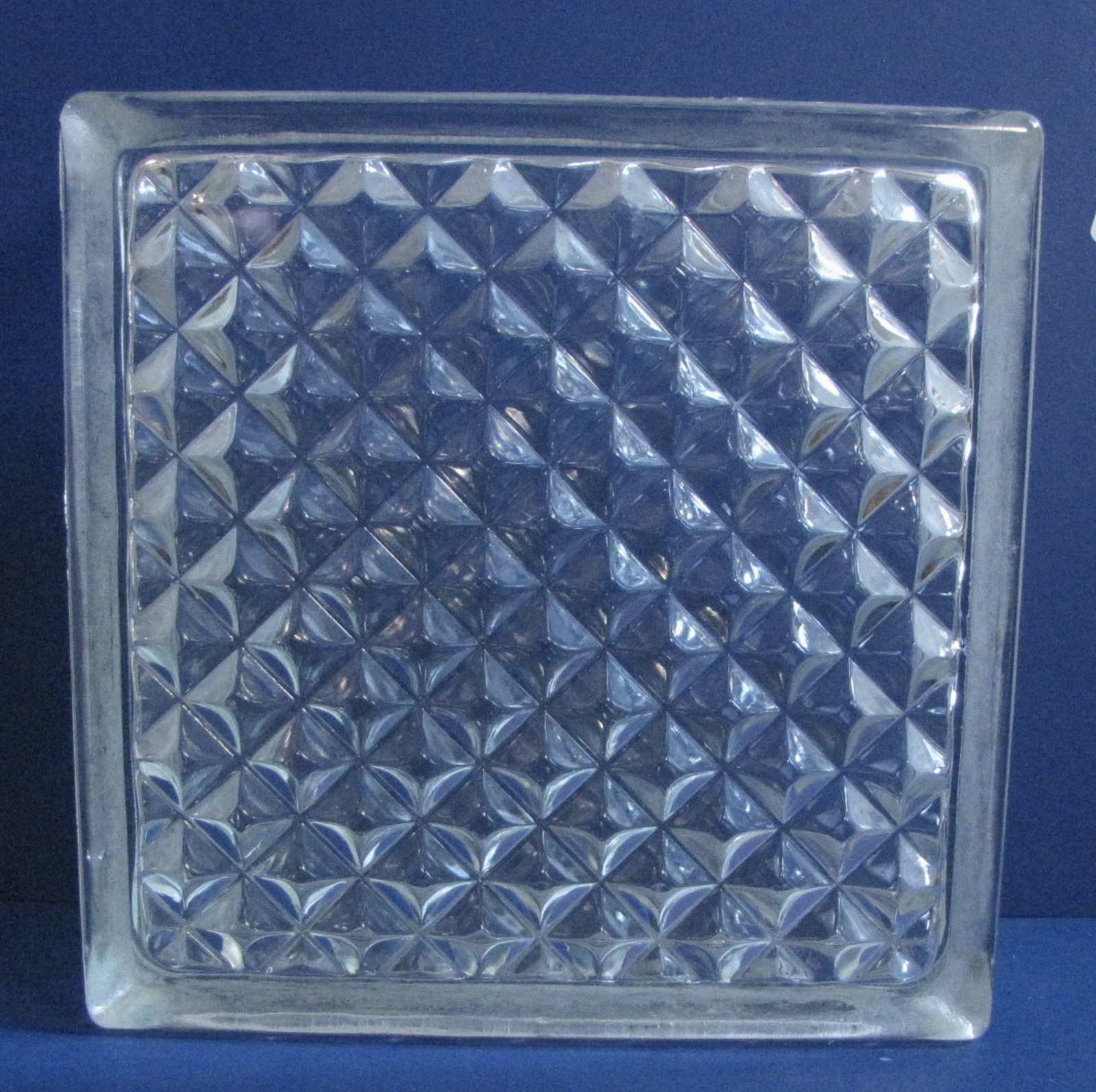 2 Vintage Architectural Salvage Diamond Design Glass Blocks 7 3/4 x7 3/4 x 3 1/8