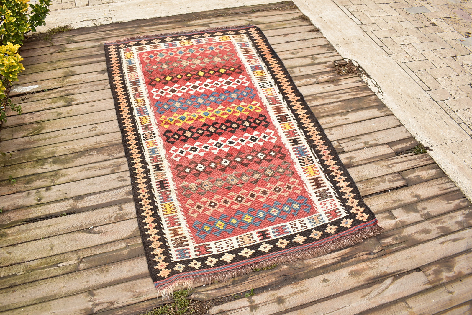 Afghan Rug 41”x68” Handwoven Carpet 105x174cm Maimana Eclectic Oriental Rug