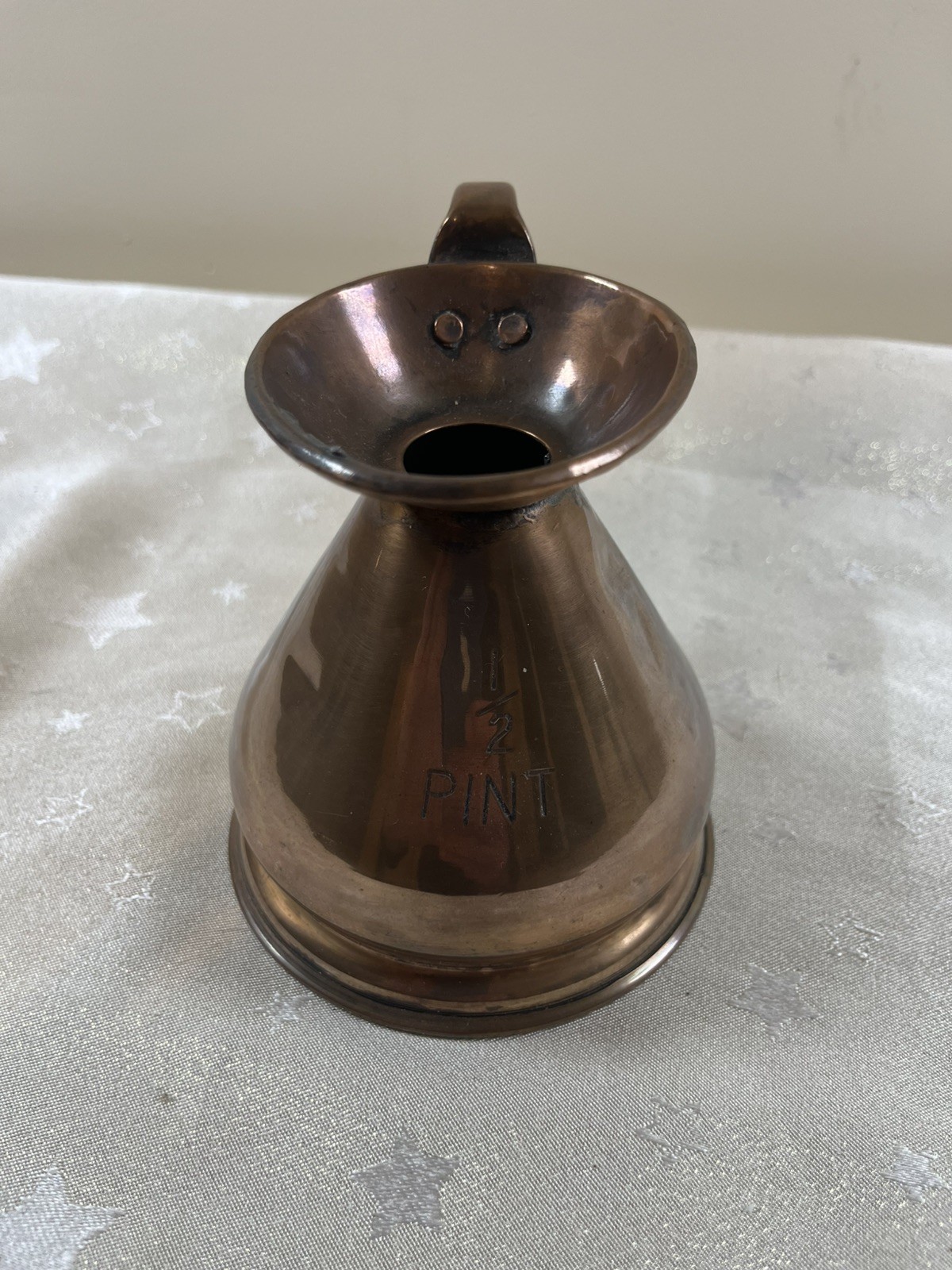 Original antique copper haystack measuring jug 1/2 pint