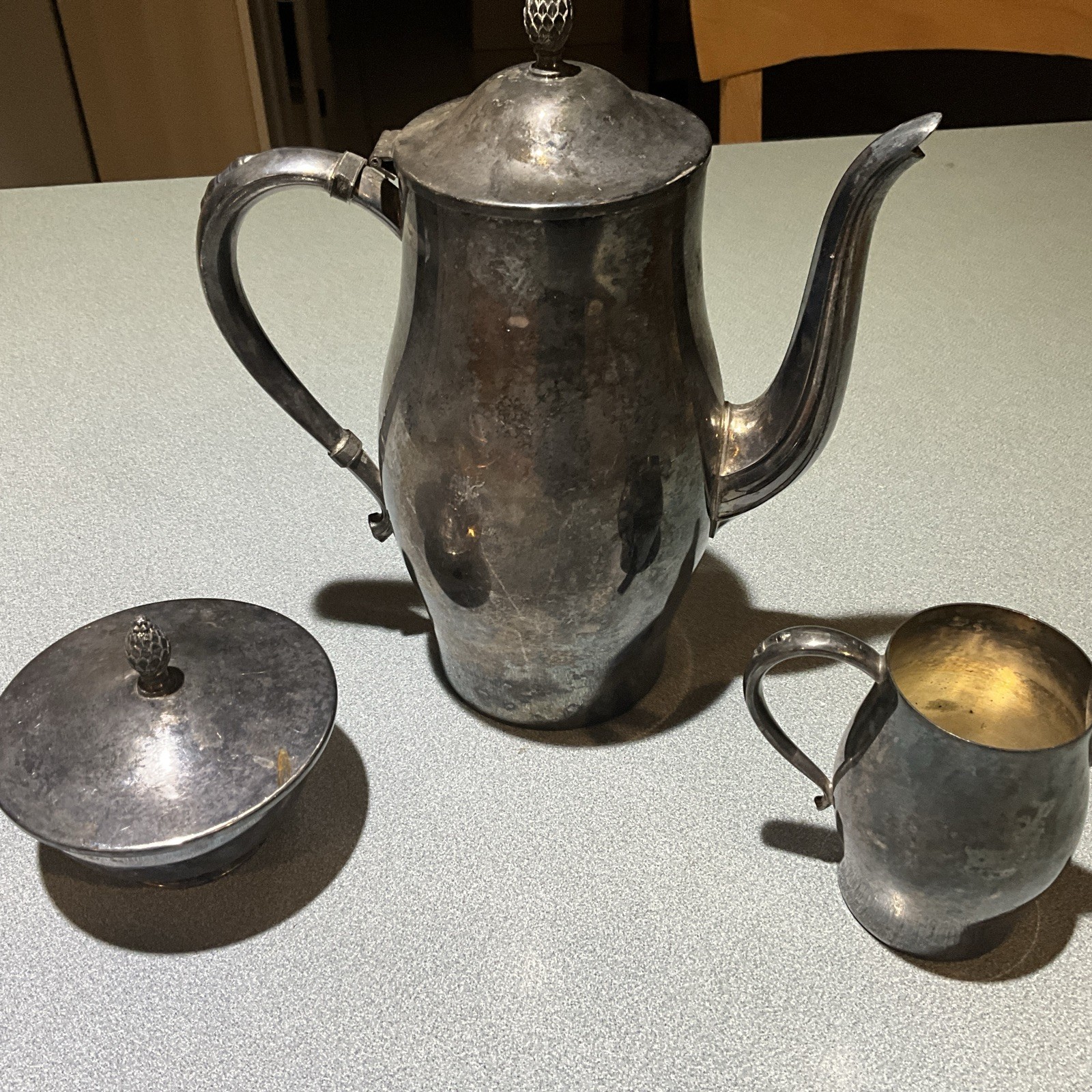 Vintage Paul Revere Reproduction Silversmiths Oneida Coffee/Tea Set 3 Pieces