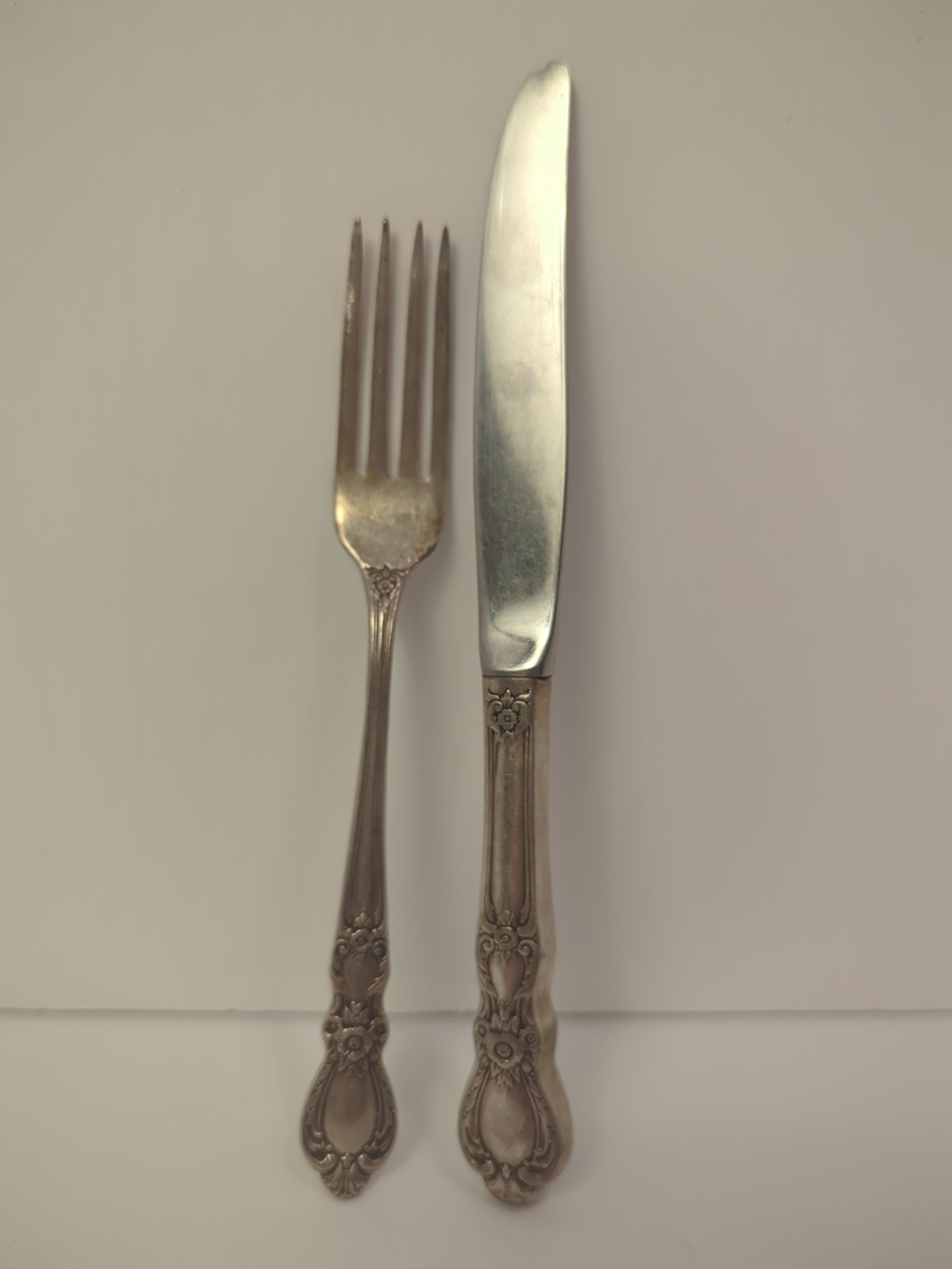 1847 Rogers Bros Herritage Pattern Silverplate Fork And Knife Imperfect