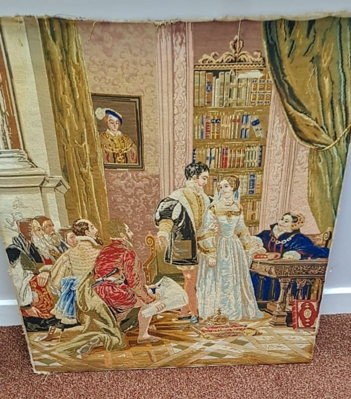 Large Mid 19th Century Woolwork Tapestry Mary I History