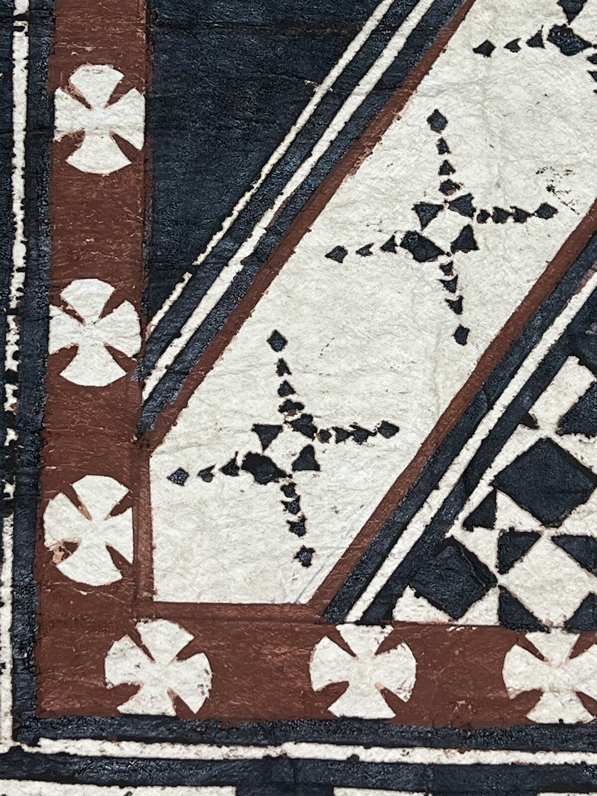 Pacific Islands Samoa Tuvalu Polychrome Bark cloth Floor Mat 20th C small #3