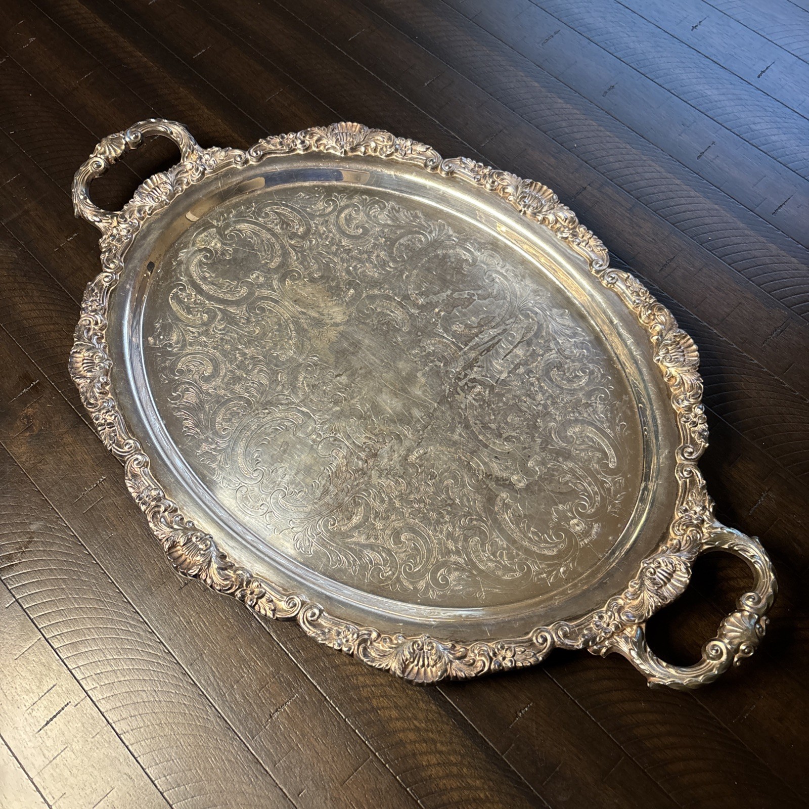 Vintage Bristol Silver Footed Oval Serving Tray w/ Handles epc 73 16
