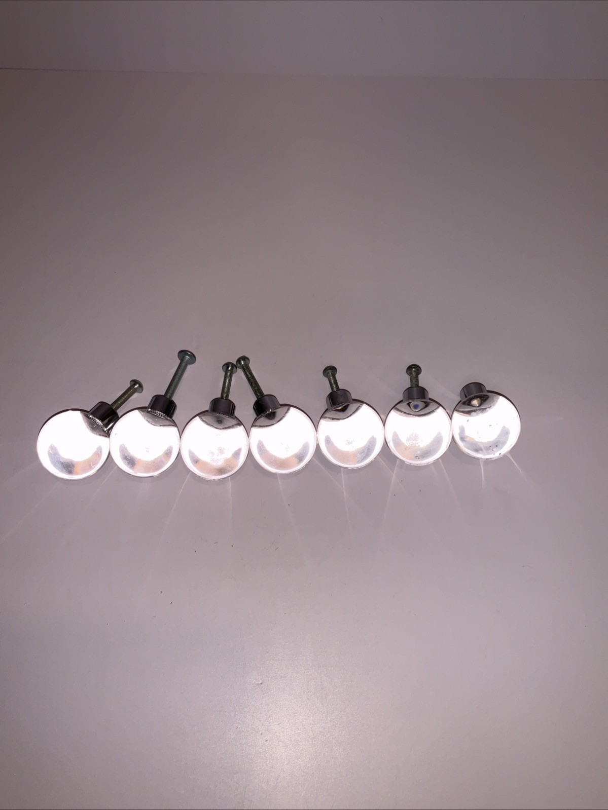 Vintage Lucite Clear Ball Drawer Knobs Pulls Set of 7 Acrylic Cabinet Handles