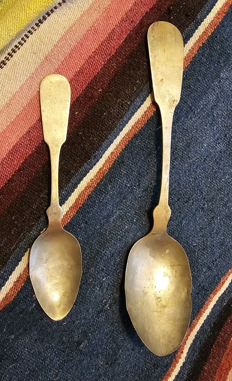 Antique Hall & Elton Coin 1800s Ghost Town Silver Spoons 36g .900