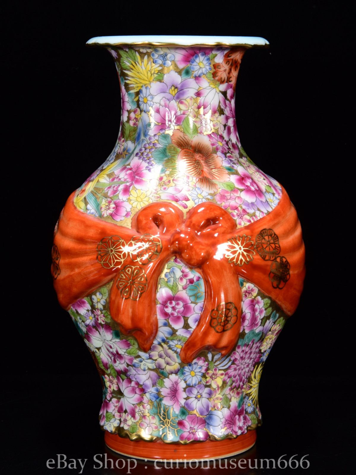 9.2″ Qing Qianlong Marked Chinese Pastel Porcelain Flower Pattern Bottle Vase
