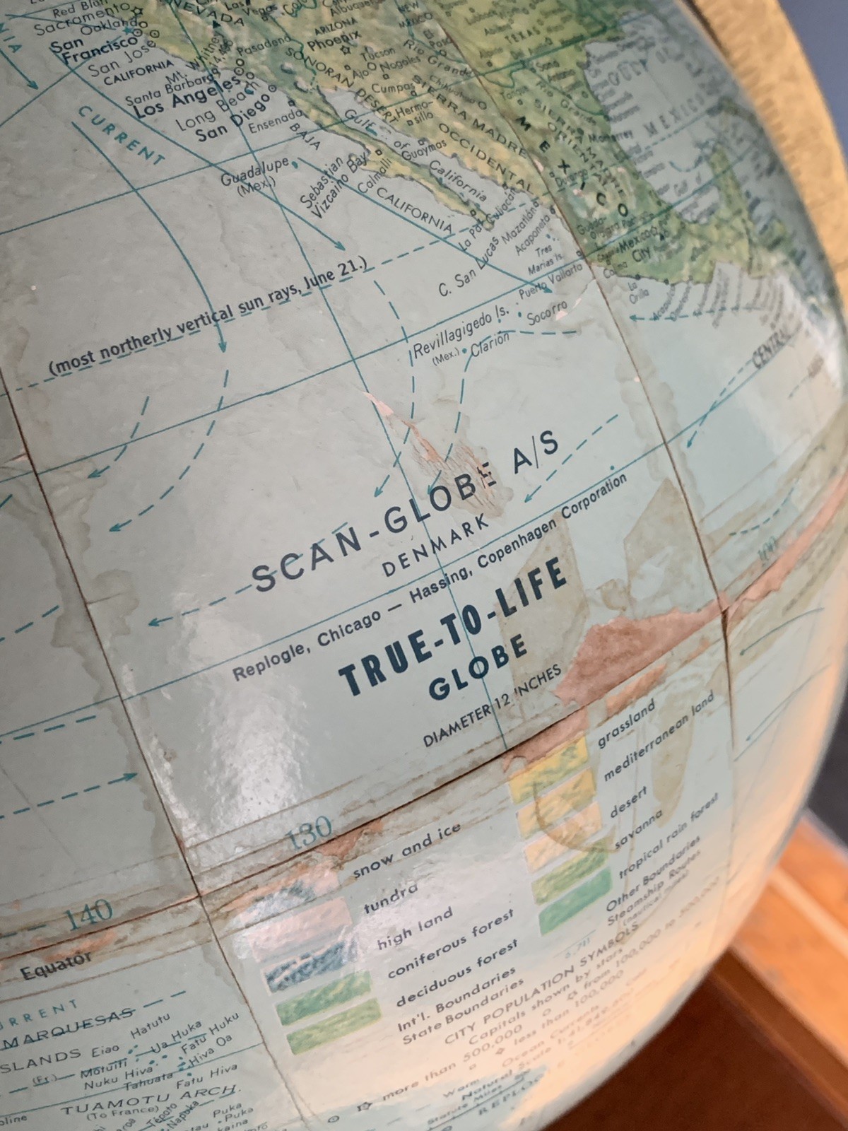 Vintage double axis mid century Scan Globe A/S World Globe Made in Denmark