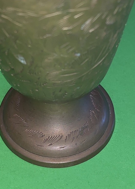 Antique/Vintage Brass Flower Vase Etched Pattern HandMade Stamped Sew India 143J