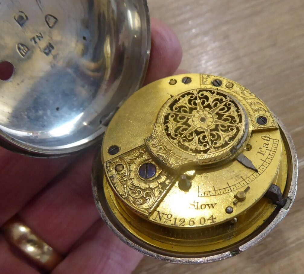 QUALITY GENTS SILVER CASED FUSEE VERGE POCKET WATCH DATES C 1820