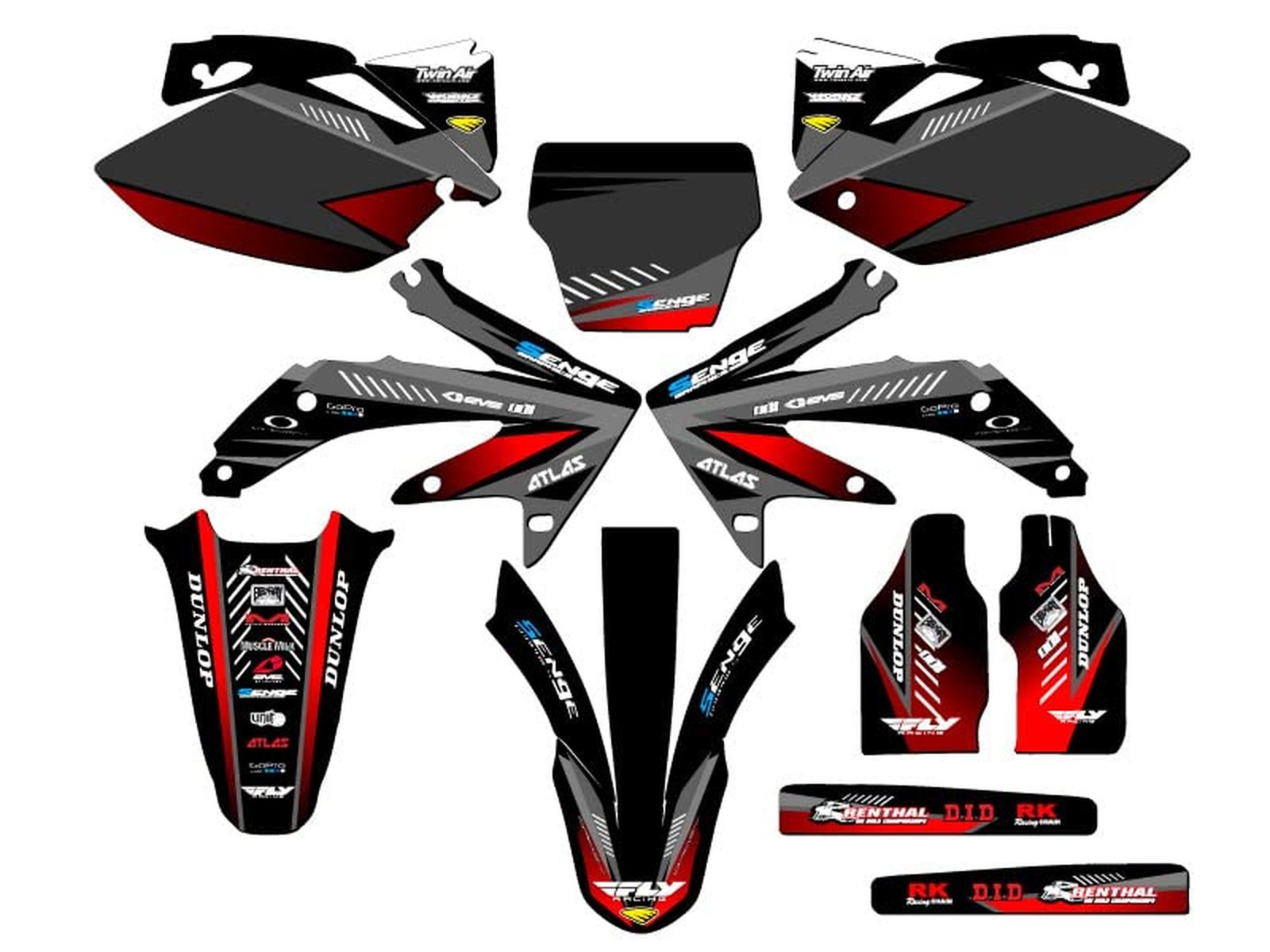 2005-2007 CRF 450 R Surge Black Senge Graphics Complete Kit Compatible with H…