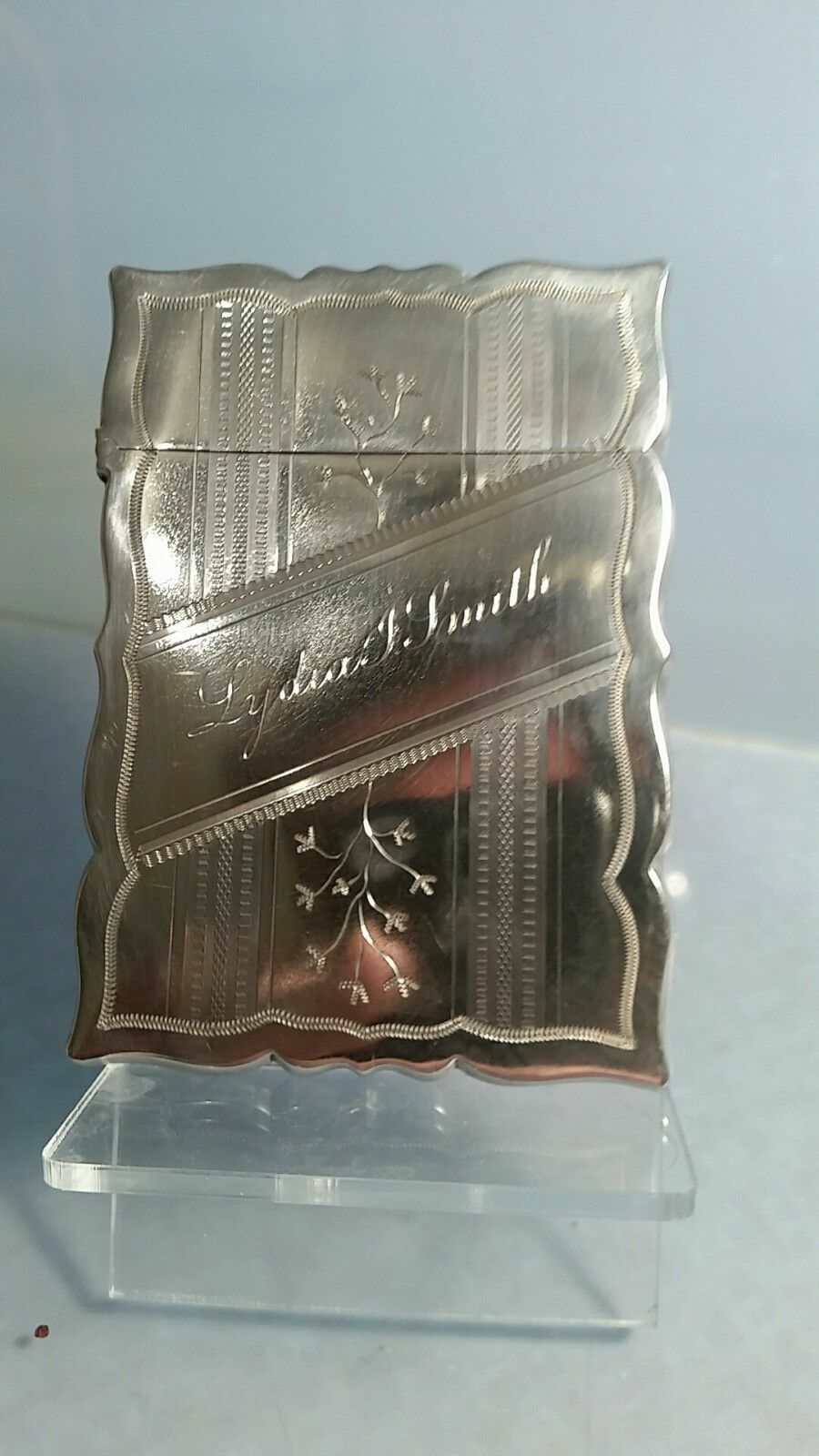 Art deco 1926 American silver card case Dragon hallmark Whiting Co of New York