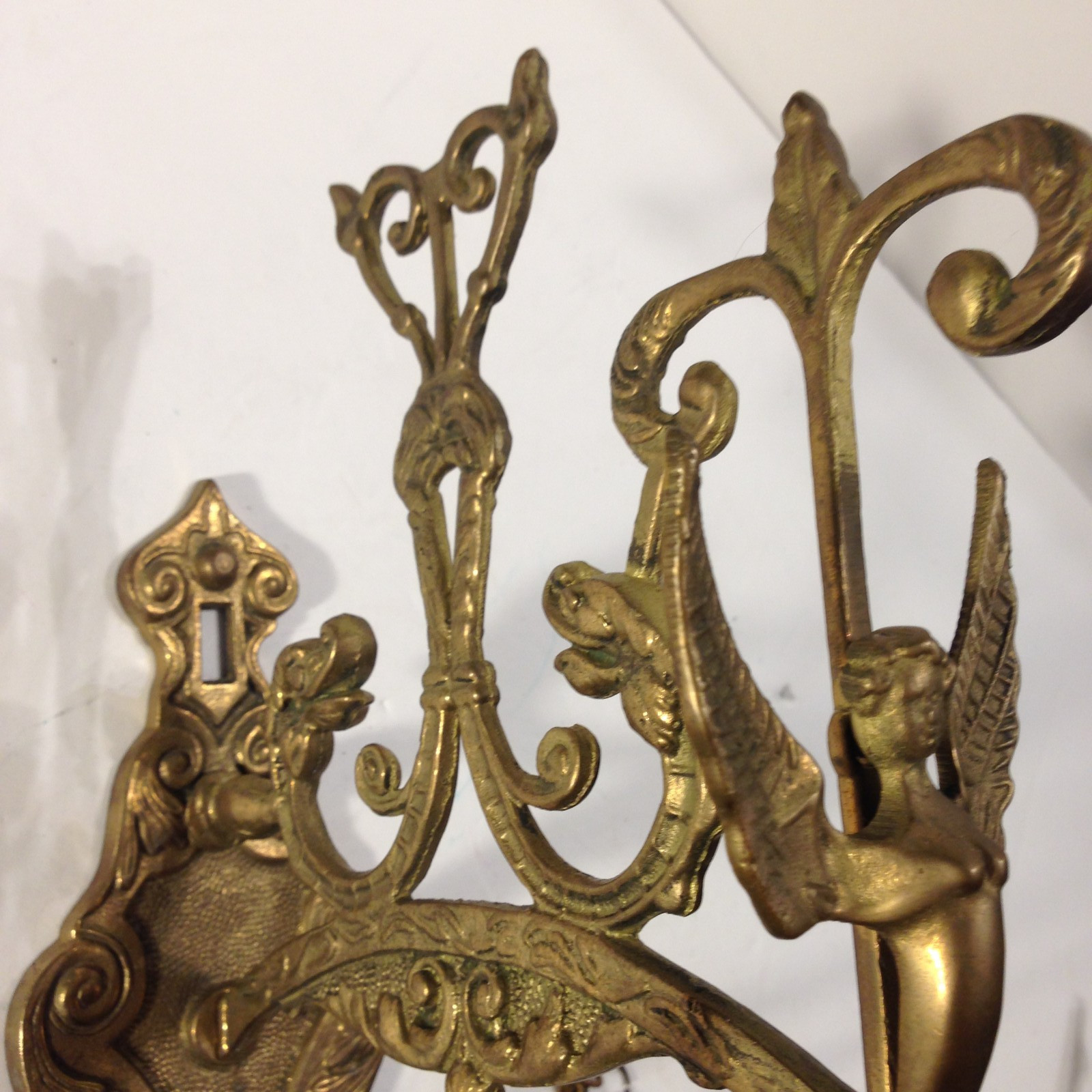 Vintage Brass Monastery Porch Door Bell Knocker Pull Chain Wall Mount 4 Repair