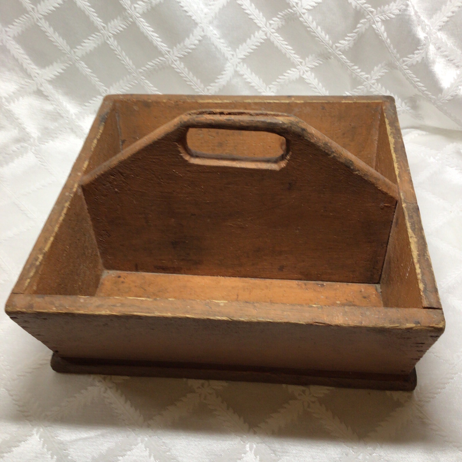 Antique Wooden Kitchen Carry Cutlery Tray Box 12 X 12 X 8