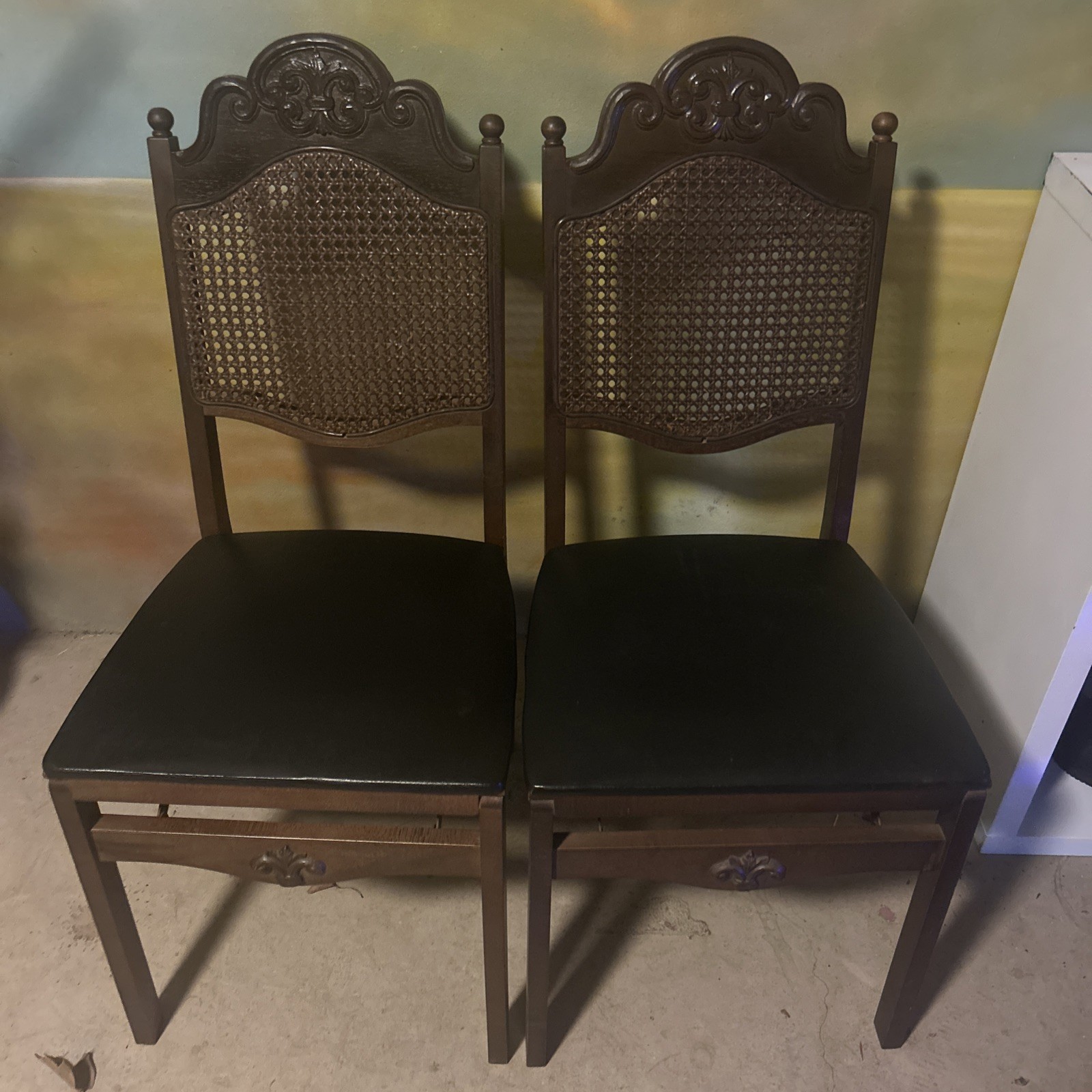 Vintage Stakmore Folding Chairs Cane Back French Country MCM