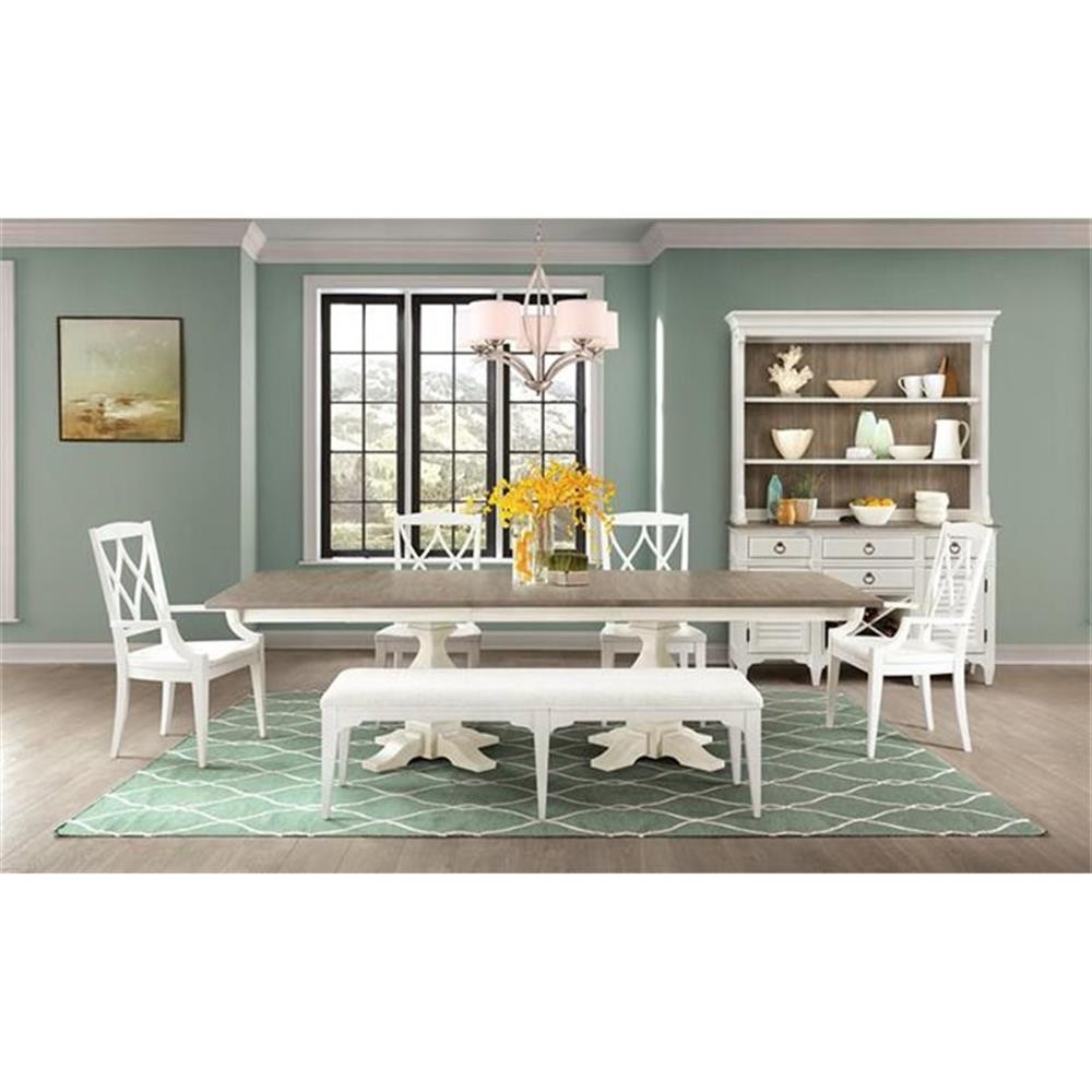 Bowery Hill Hardwood Solid Paperwhite Upholstered Dining Bench Rectangular 64…