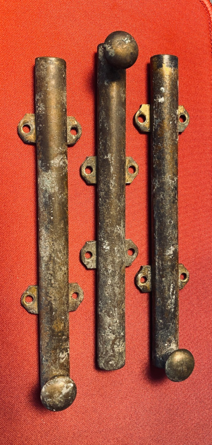 3 Antique Sliding Surface Bolts Door Lock Vintage Brass Door Hardware Fantastic!