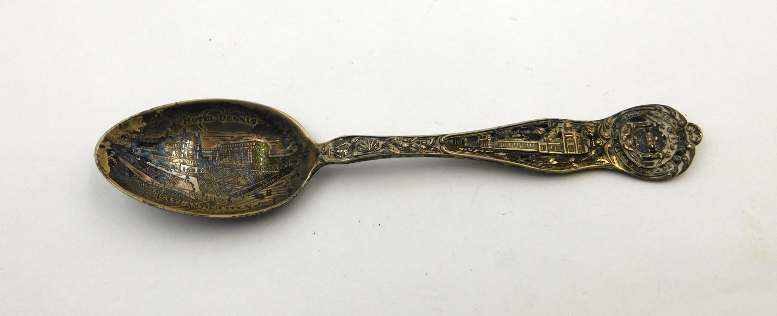 Antique Sterling Silver Souvenir Spoon ~ Hotel Dennis ~ Atlantic City , NJ