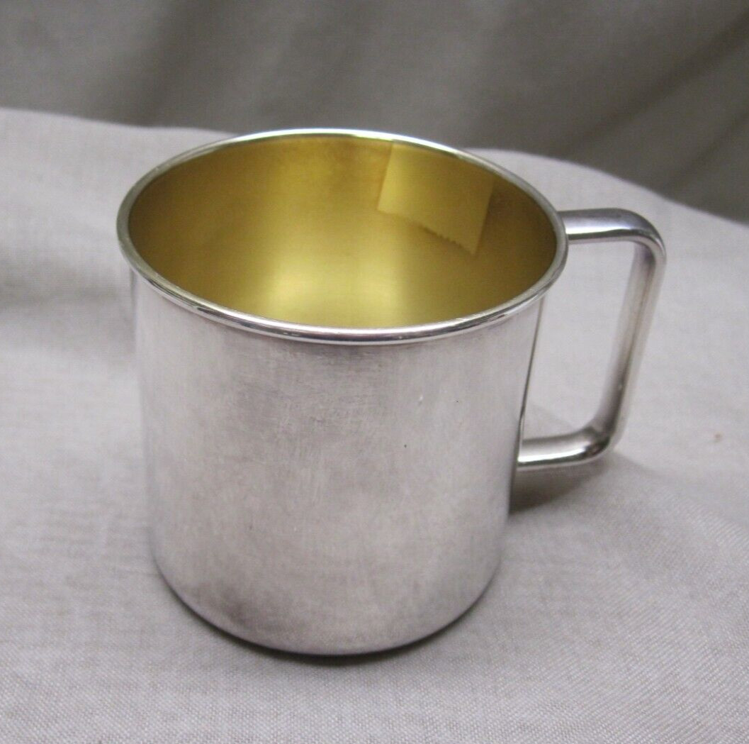 VINTAGE SILVER PLATE BABY / CHILD CUP or MUG – 1881 ROGERS – WITH GOLD WASH