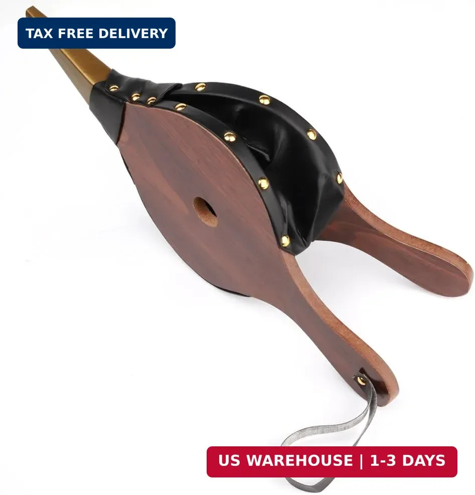 1PCS Brown Wood Fireplace Bellows 15″ x 6.5″ Outdoor Cooking Fan Air Blower