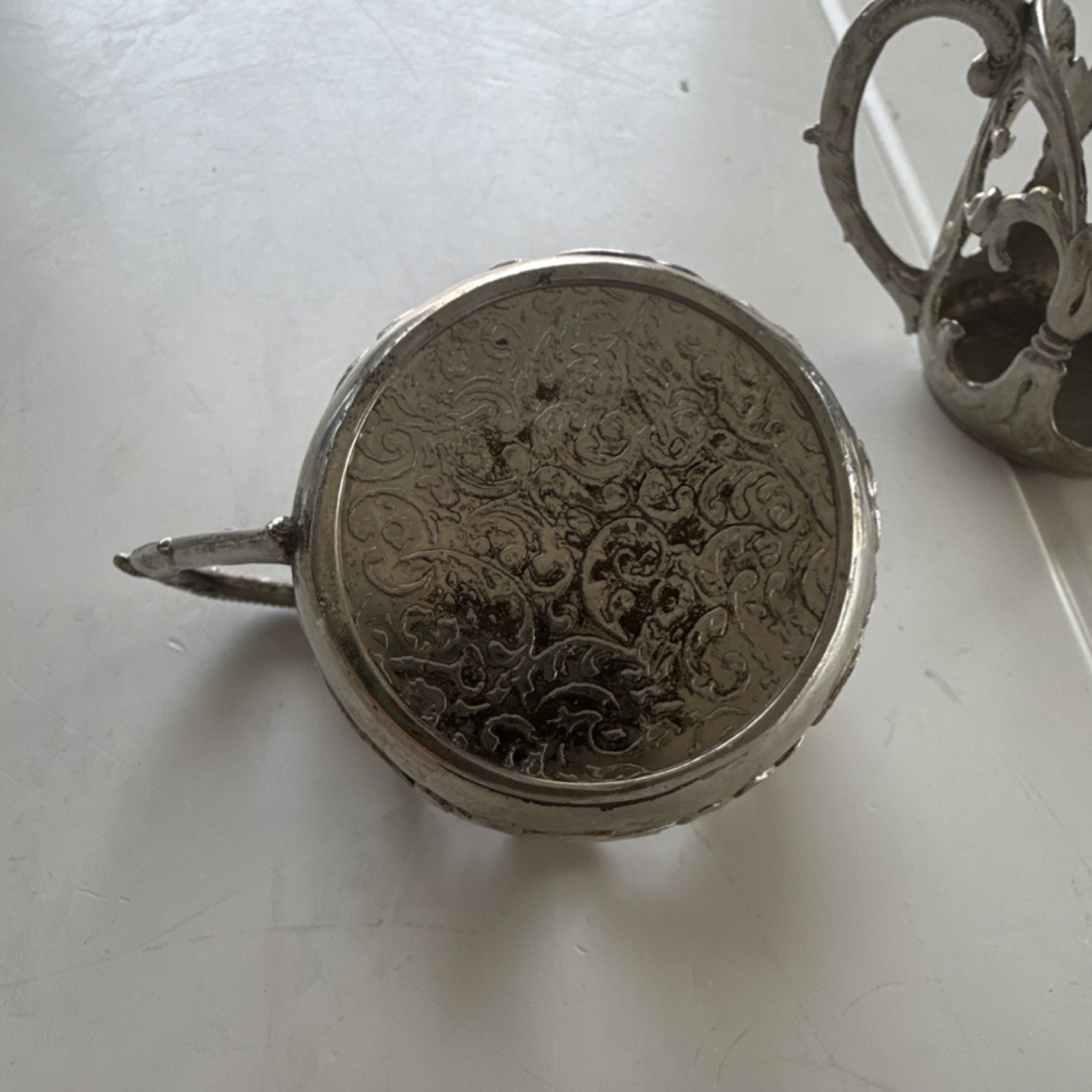 Silverplate Pierced Openwork Creamer & Sugar Set Pair, Creamer & Sugar Bowl