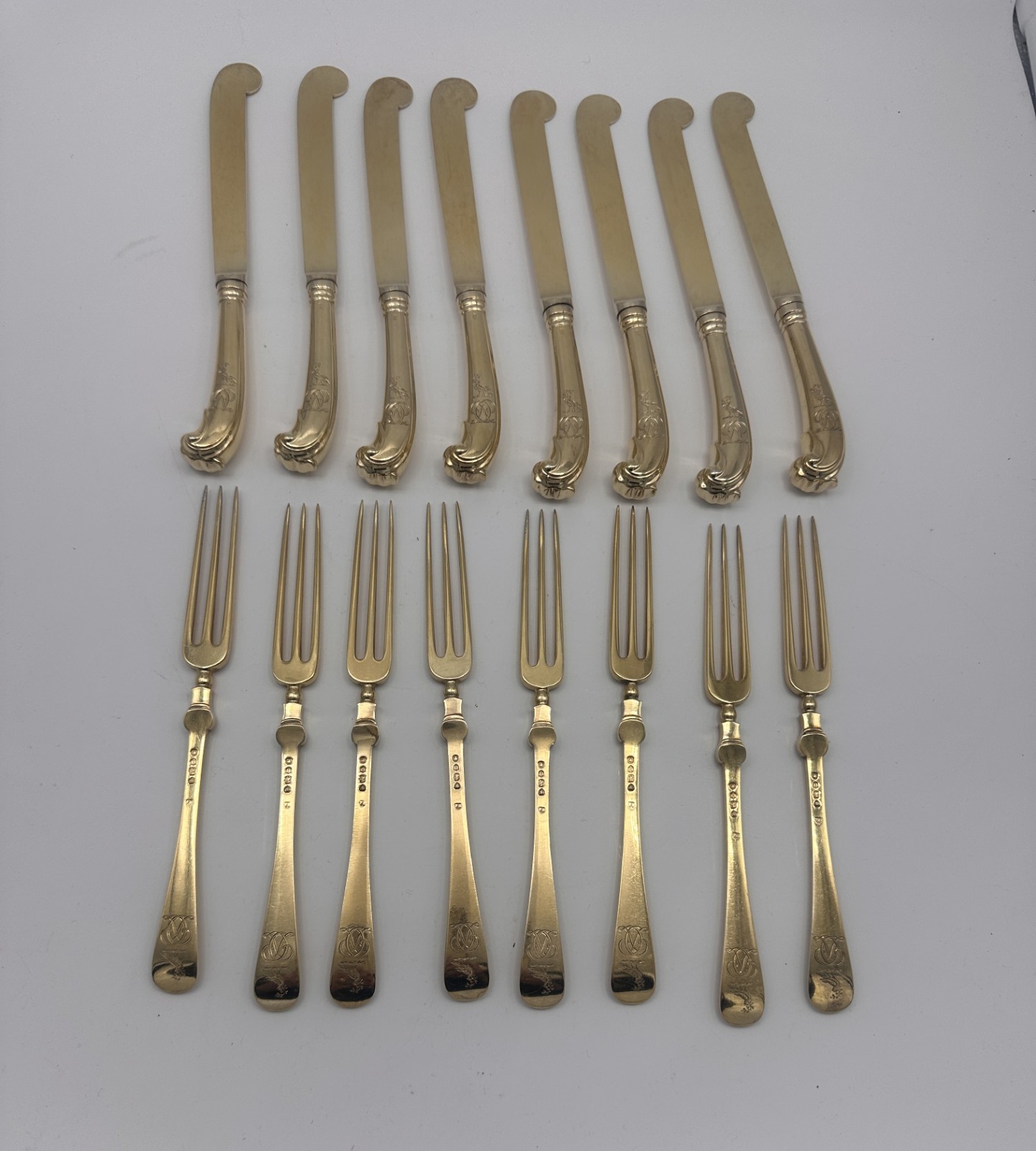 Fruit Dessert Set Service for 8. Victorian English Sterling Silver. London 1833.
