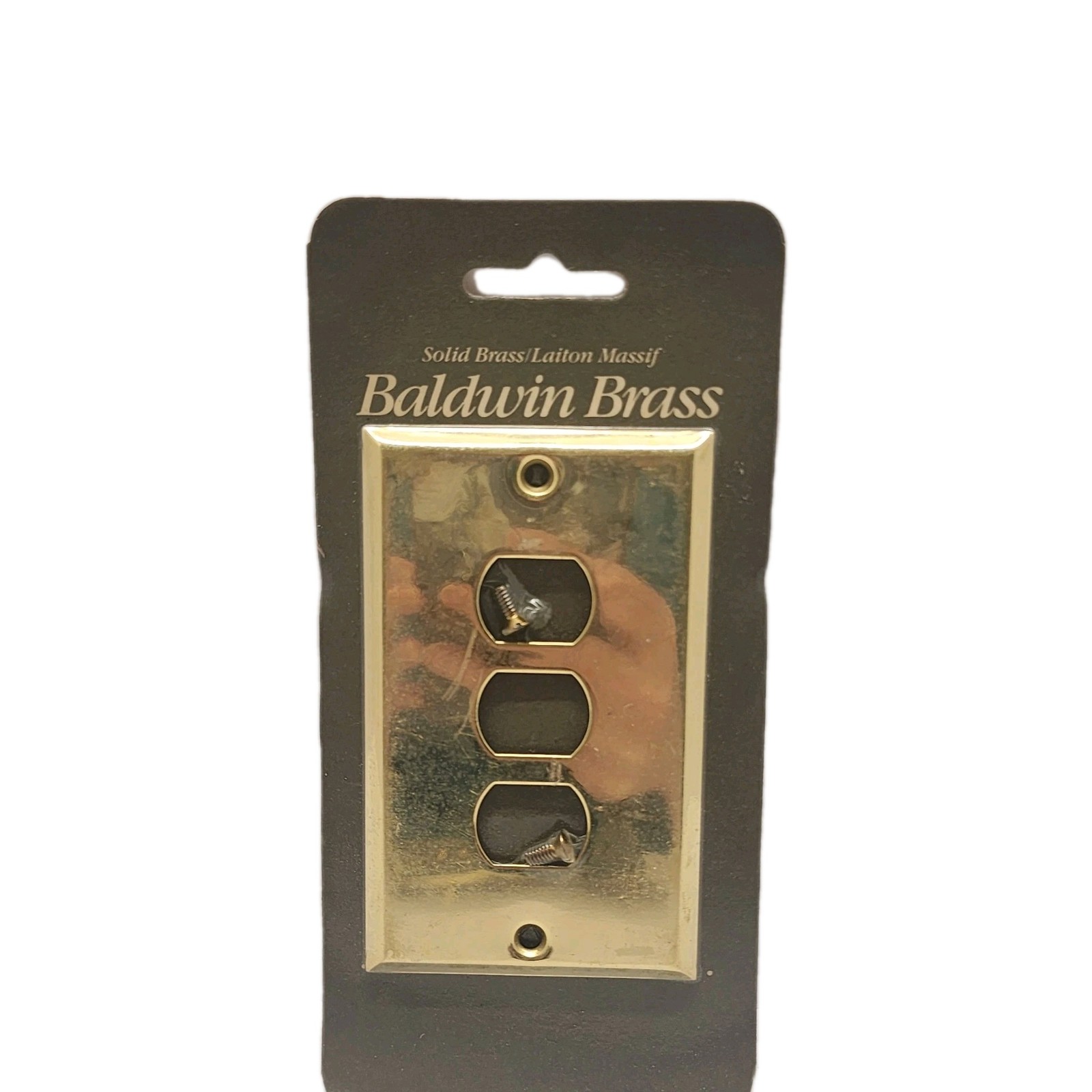 Genuine Baldwin Brass 3 Switch Plate Solid Brass New Old Stock Polished Gold Ton