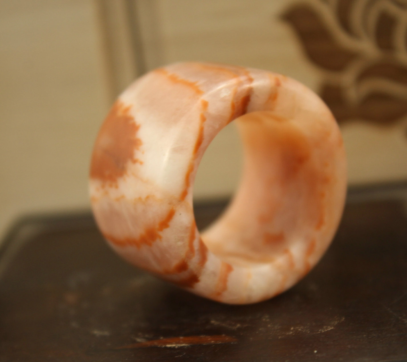 2.4 cm China Meat stone Ring Thumb ring natural Jade Ring A 3