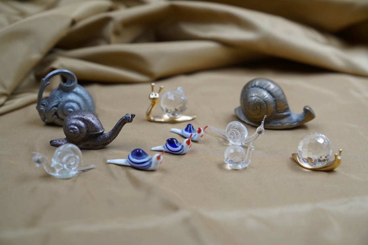 Vintage Snail Paperweight Collection, Cut Crystal, Art Glass, Pewter – Lot of 11
