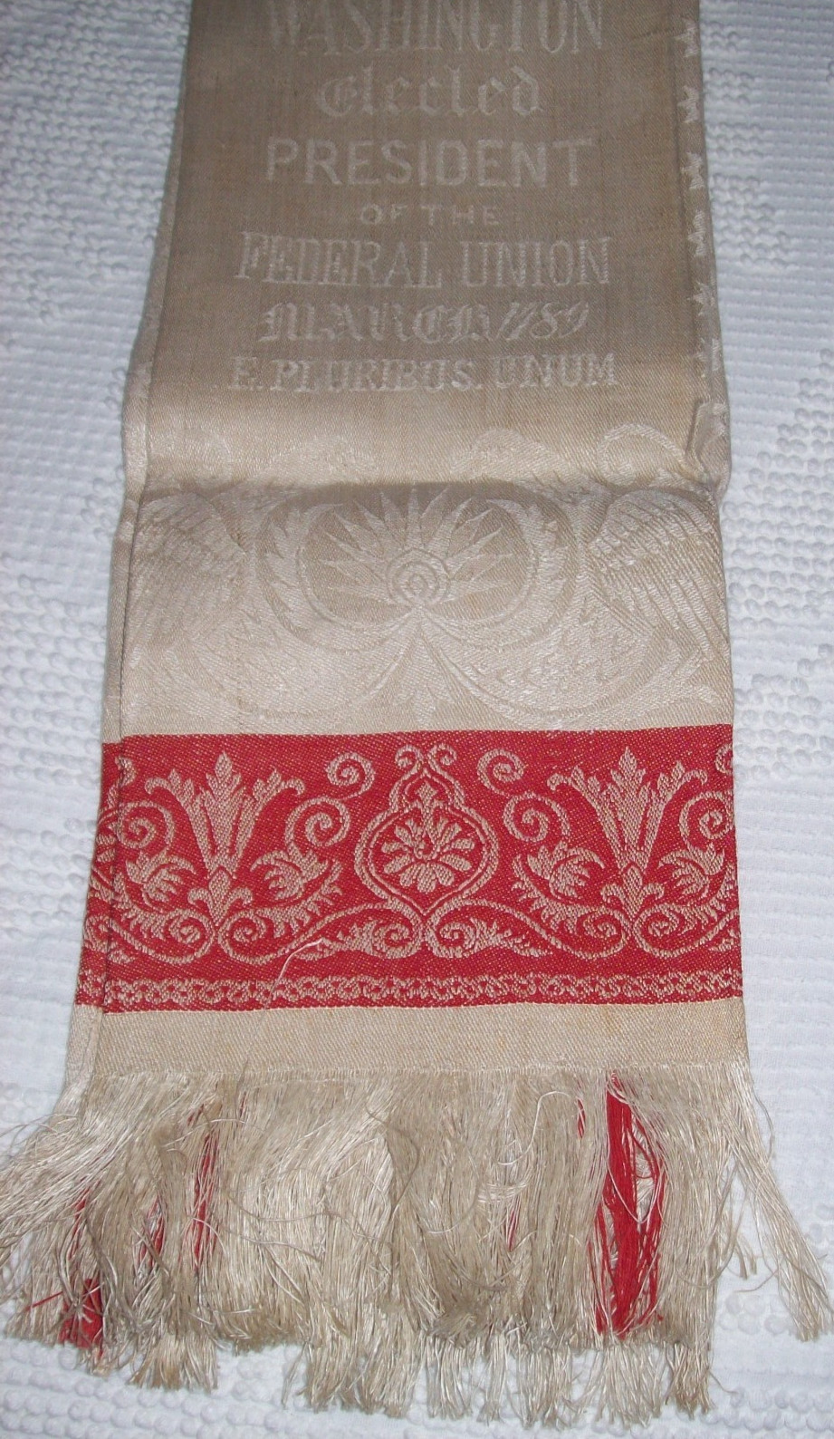 HISTORIC show scarf INDEPENDENCE 1776 Linen ,George Washington, Eagle, Shields